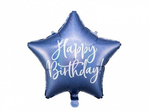 Balon foliowy Partydeco Happy Birthday, 40cm, granatowy 15,5cal (FB93-074) Partydeco