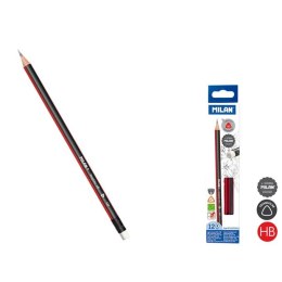 Ołówek Milan z gumką HB czarno-czerwony (712370312) Milan