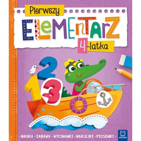 Książeczka edukacyjna Pierwszy elementarz 4-latka. Nauka, zabawa, wycinanki, naklejki, piosenki Aksjomat Aksjomat