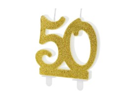 Świeczka urodzinowa liczba 50, złoty 7.5cm Partydeco (SCU5-50-019) Partydeco