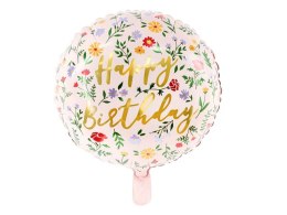 Balon foliowy Partydeco Happy Birthday, jasny różowy 14cal (FB48) Partydeco