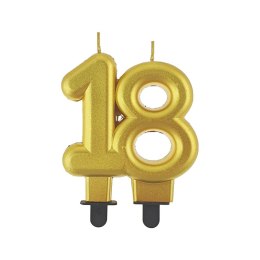 Świeczka urodzinowa cyferka 18 w kolorze złotym Godan (PF-SCZ18) Godan