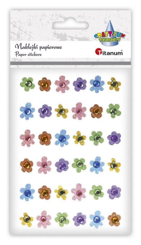 Naklejka (nalepka) Craft-Fun Series papierowe kwiatki z kryształkiem Titanum (7541) Titanum