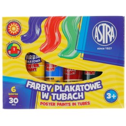Farby plakatowe Astra w tubach kolor: mix 30ml 6 kolor. (83119900) Astra