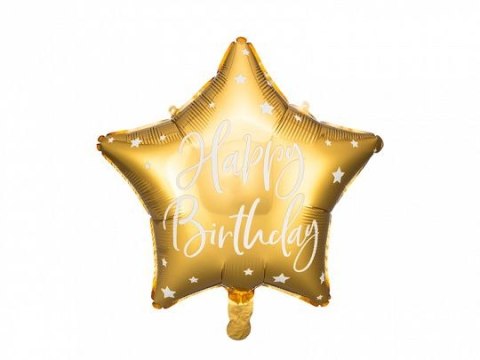Balon foliowy Partydeco Happy Birthday, 40cm, złoty 15,5cal (FB93-019) Partydeco