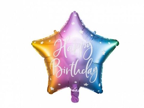 Balon foliowy Partydeco Happy Birthday, 40cm, teczowy 15,5cal (FB93-000) Partydeco